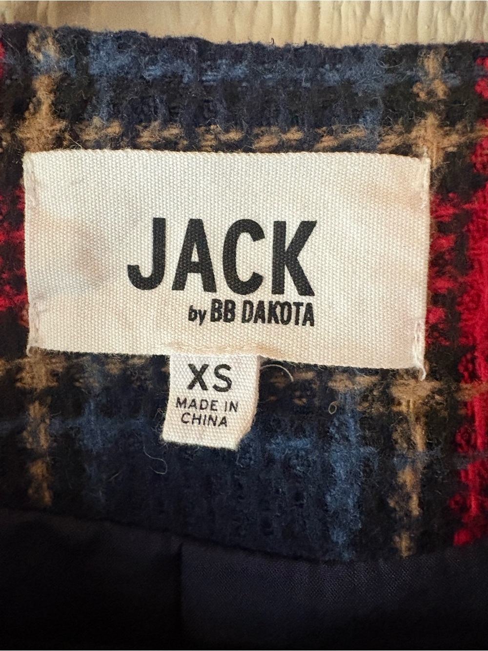 Jack by BB Dakota Plaid Textured Car Coat Frayed Trim XS - Picture 4 of 8